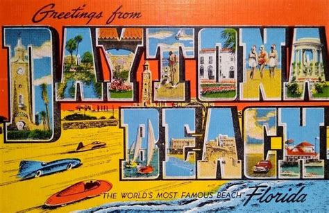 An Old Postcard From Daytona Beach Florida With The Words Greetings