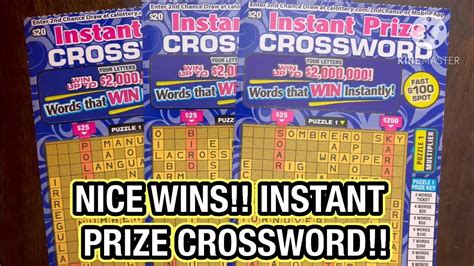 Nice Wins Instant Prize Crossword Ca Scratchers Youtube