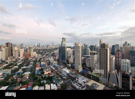 Makati Skyline at night. Makati is a city in the Philippines` Metro ...