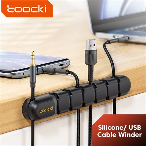 Toocki Silicone USB Cable Organizador Cable Winder Desktop Tidy