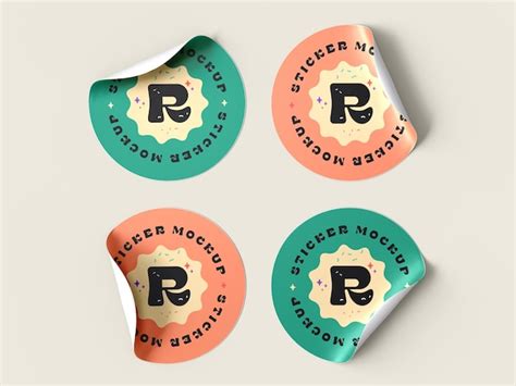 Premium Psd Glossy Round Sticker Mockup