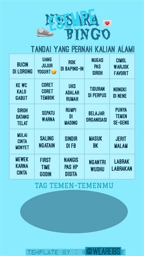 Instagram Story Templates Indonesia Bingo Template Instagram Teks Lucu