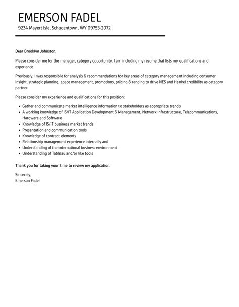 Manager Category Cover Letter Velvet Jobs