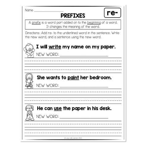 Multisyllable Words Book Prefixes Re Sentences Lucky Little Learners