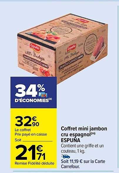 Promo Coffret Mini Jambon Cru Espagnol Espuna Chez Carrefour Market