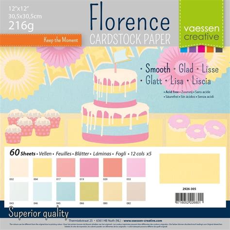 Florence Cardstock 216g 12x12 60 Vel Multipack Pastel Smooth