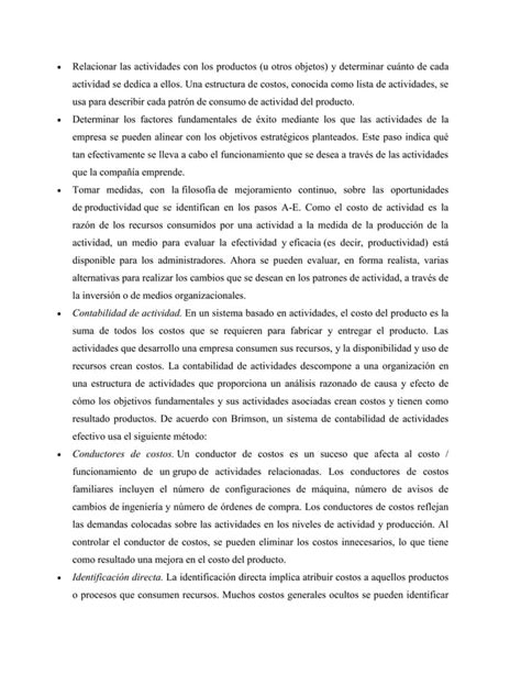 Metodologia Del Costeo Basado En Actividades Abc Costing PDF