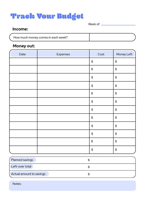 Free Weekly Budget Worksheets