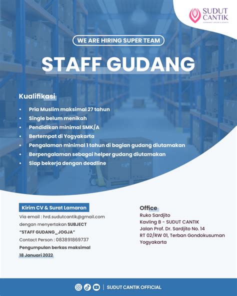 Lowongan Kerja Staff Gudang Di Cv Sudut Cantik Lokerjogja Id