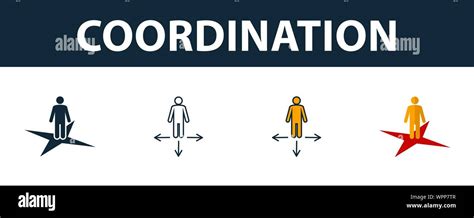 Coordination Icon Set Four Elements In Diferent Styles From Project