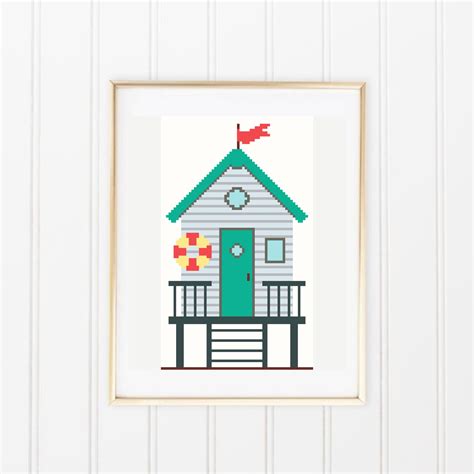 Beach Hut Cross Stitch Pattern Beach House Beach Cottage Etsy