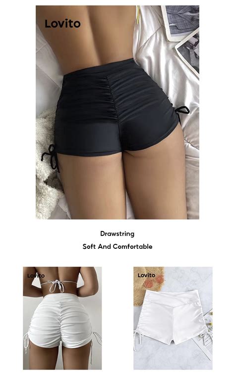 Lovito Women Casual Plain Drawstring Bikini Bottoms LNL Shopee Philippines