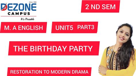 Sgvu M A English Nd Sem Restoration Unit Part The Birth Day Party