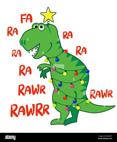 FA rawr rawr Cute t rex diseño de dinosaurio con luz de Navidad