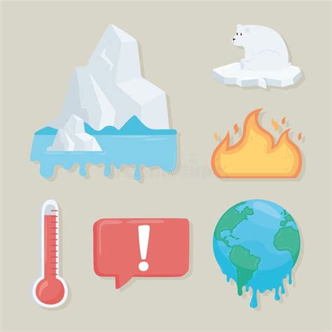 Pictogrammen Voor Opwarming Van De Aarde Vector Illustratie