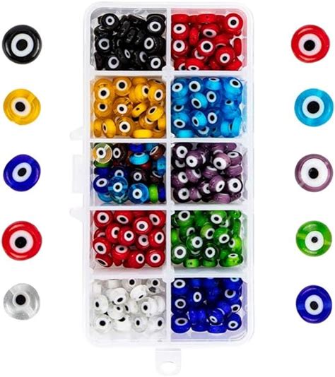 Amazon NBEADS 8mm Lampwork Evil Eye Beads 9 Assorted Colors Flat