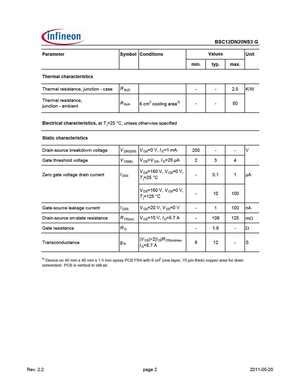 Bsc N Ns G Mosfet Datasheet Pdf Equivalent Cross Reference Search