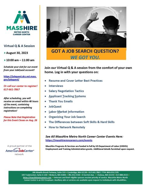 Live Job Coach Q A MassHire Metro North Career Center