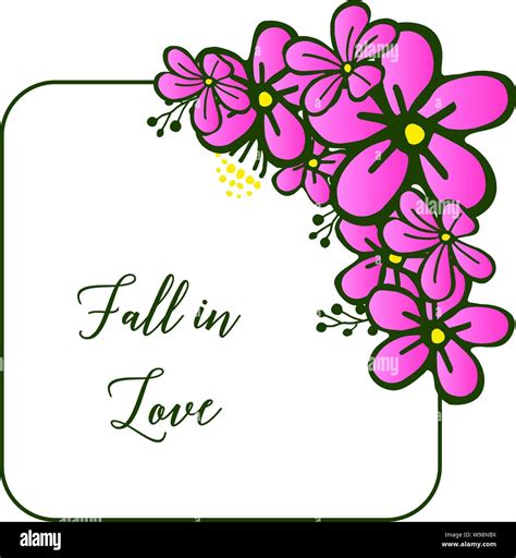 Template Fall In Love With Various Crowd Pink Flower Frame Vector