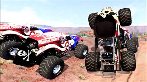 Epic High Speed Jumps Monster Truck Crashes Grave Digger Blue