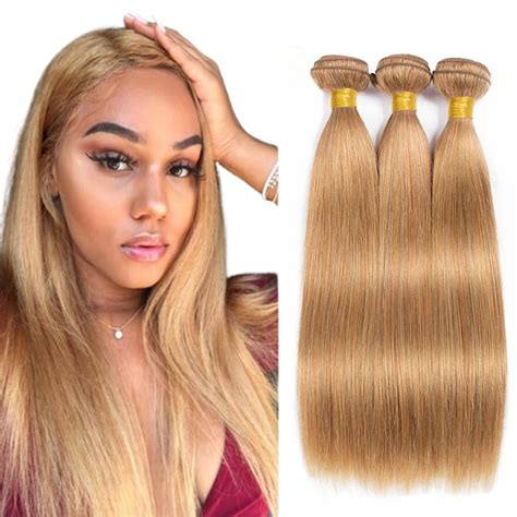 Amazon Color 27 Blonde Straight Bundles Human Hair Honey Blonde Bundles 12 14 16 Inch