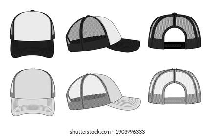 Trucker Cap Mesh Cap Template Illustration Stock Vector Royalty Free