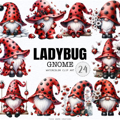 Watercolor Miraculous Ladybug Gnome PNG Clipart Bundle Miraculous