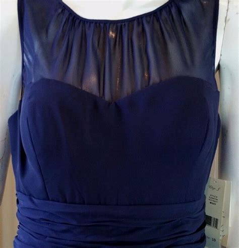 Eliza J Illusion Yoke Chiffon Blue Size 10 Gown Dress New Ebay