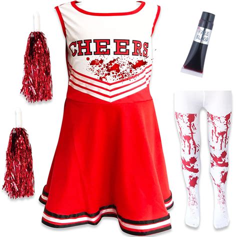 Buy Zombie Cheerleader Halloween Costume for Kids Ages 7-12, Zombie ...