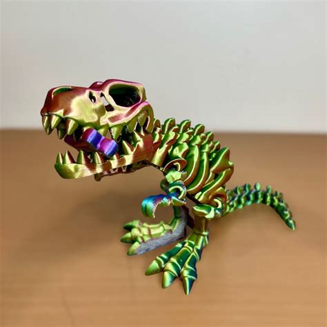 3D Printed Articulated T Rex Skeleton Fidget Toy Desk Toy