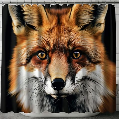 Red Fox Face Shower Curtain Hyper Realistic Highly Detailed