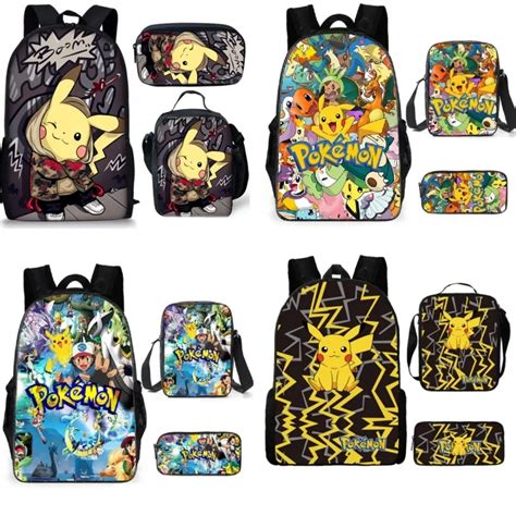 Mochila Escolar Pok Mon Pikachu Para Crian As Mochila Estudantil Para