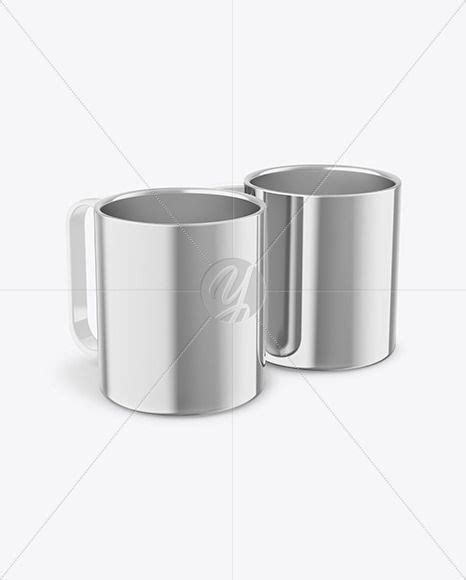 Two Glossy Metallic Mugs Mockup Present Your Design On This Mockup Includes Special Layers And