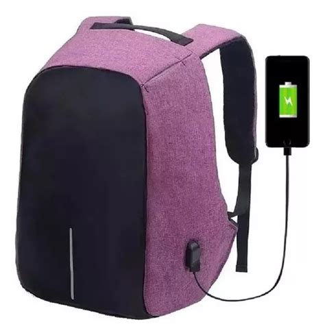 Mochila Antirrobo Impermeable Urbana Notebook Usb Anticorte Color