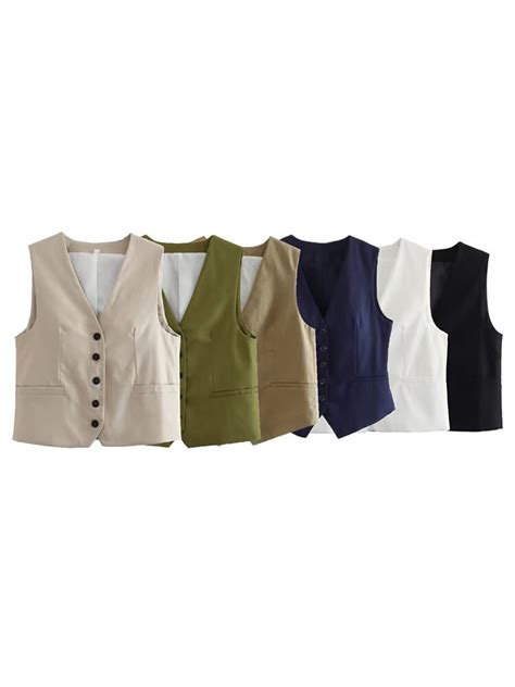 Willshela Mulheres Moda S Lida Nico Breasted Vest Colete Vintage V Neck