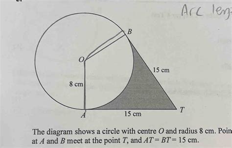 The Diagram Shows A Circle With Centre O And Radius Cm Poin At A And