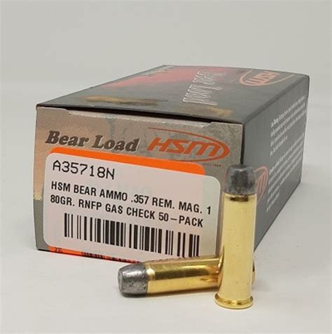 Hsm 357 Magnum Ammunition Hsm 357 1 8n 80 Grain Round Nose Flat Point