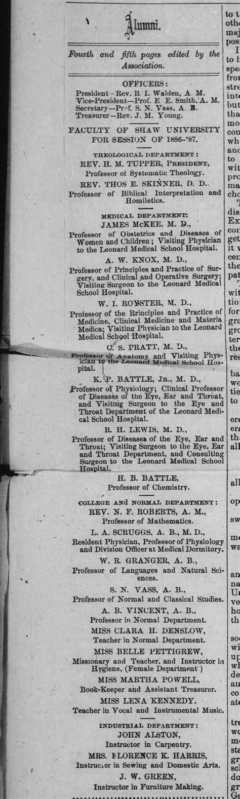 Shaw University Alumni (African Expositor, 10-1-1886) - Newspapers.com™