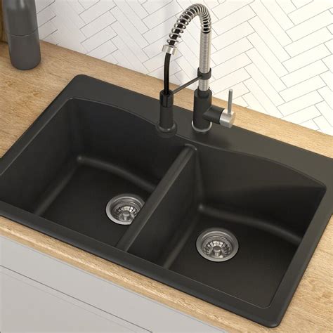 Kraus Forteza™ 33" x 22" Double Basin Drop-In Kitchen Sink & Reviews ...