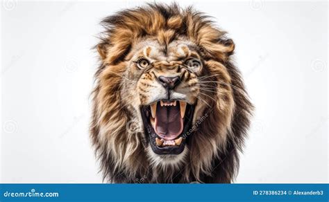 Angry Lion Head Generative Ai Stock Photo Image Of Isolated Wildlife