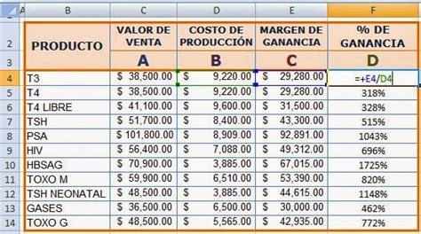 Analisis De Datos Con Excel Calcular Ganancias De Un Producto