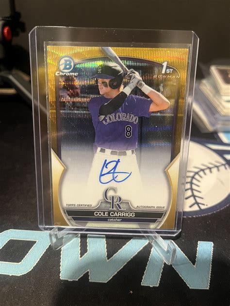 Cole Carrigg 2023 Bowman Draft CDA CC Chrome DP Auto Gold Wave