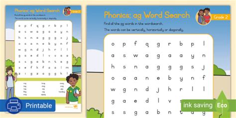 Grade 2 Phonics Ag Wordsearch Teacher Made