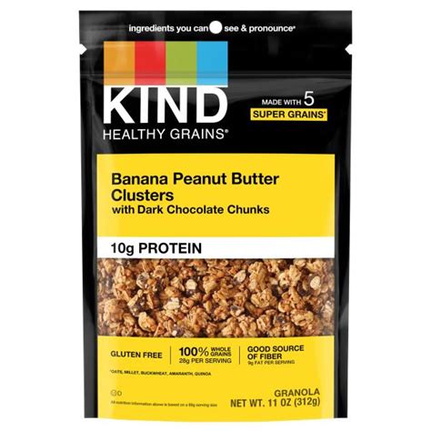 Kind Healthy Grains Granola Banana Peanut Butter Clusters With Dark