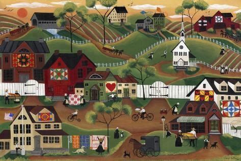 Amish Quilt Village Giclee Print Cheryl Bartley Art In