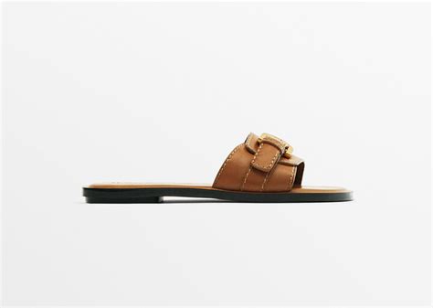 Massimo Dutti Flat Leather Sandals Shopstyle