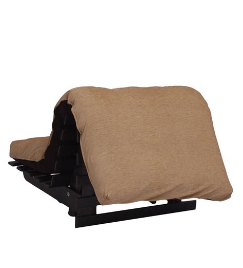 Buy Single Futon With Mattress Pillow In Light Dark Brown Colour By