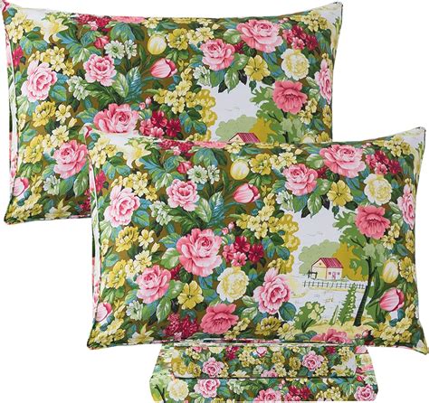 Fadfay Shabby Floral Sheet Set Queen Size Cotton Soft Vintage