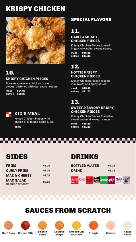 Menu Klucks Krispy Chicken