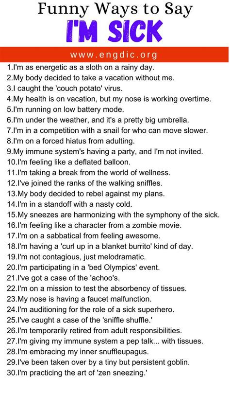 30 Funny Ways To Say I M Sick EngDic